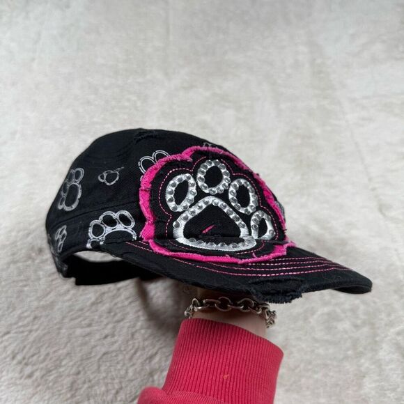 Vintage Y2K Rainbow Bling Rhinestone Women’s Paw Print Hat - Picture 2 of 5